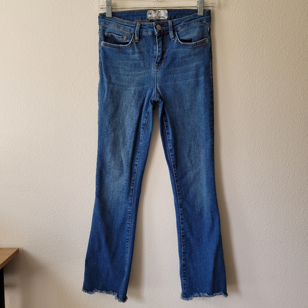 Free People Jeans High Waist3d Blue Denim Straight Leg 26x26 61502-16515125